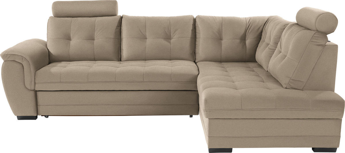 HÖRNSOFFA i vävt tyg ljusbrun  - ljusbrun/mörkbrun, Klassisk, textil/plast (251/183cm) - Livetastic