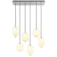 HÄNGELEUCHTE 80/34/120 cm  - Opal/Nickelfarben, Basics, Glas/Metall (80/34/120cm) - Globo