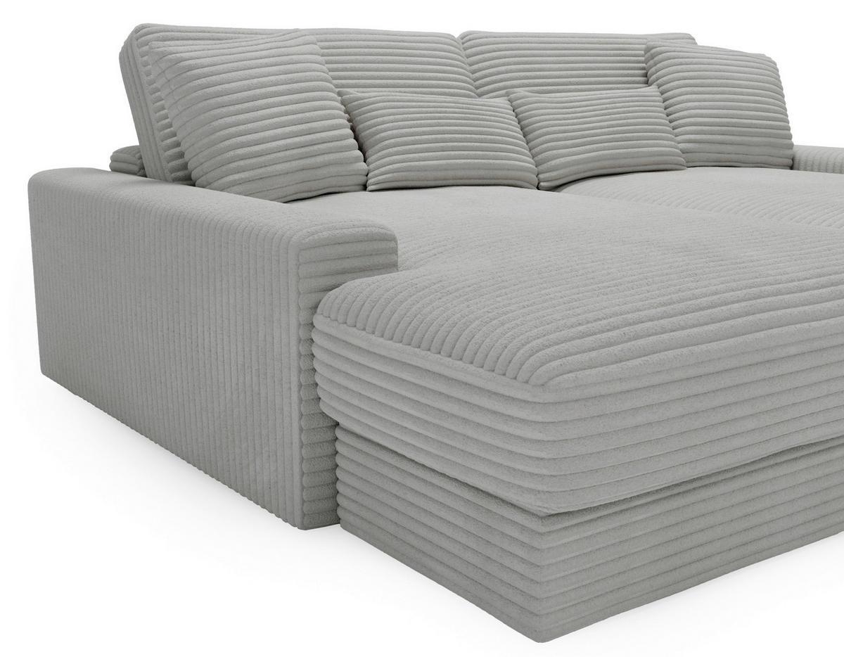 BIGSOFA in Cord Hellgrau  - Hellgrau/Schwarz, MODERN, Kunststoff/Textil (230/85/190cm) - Carryhome