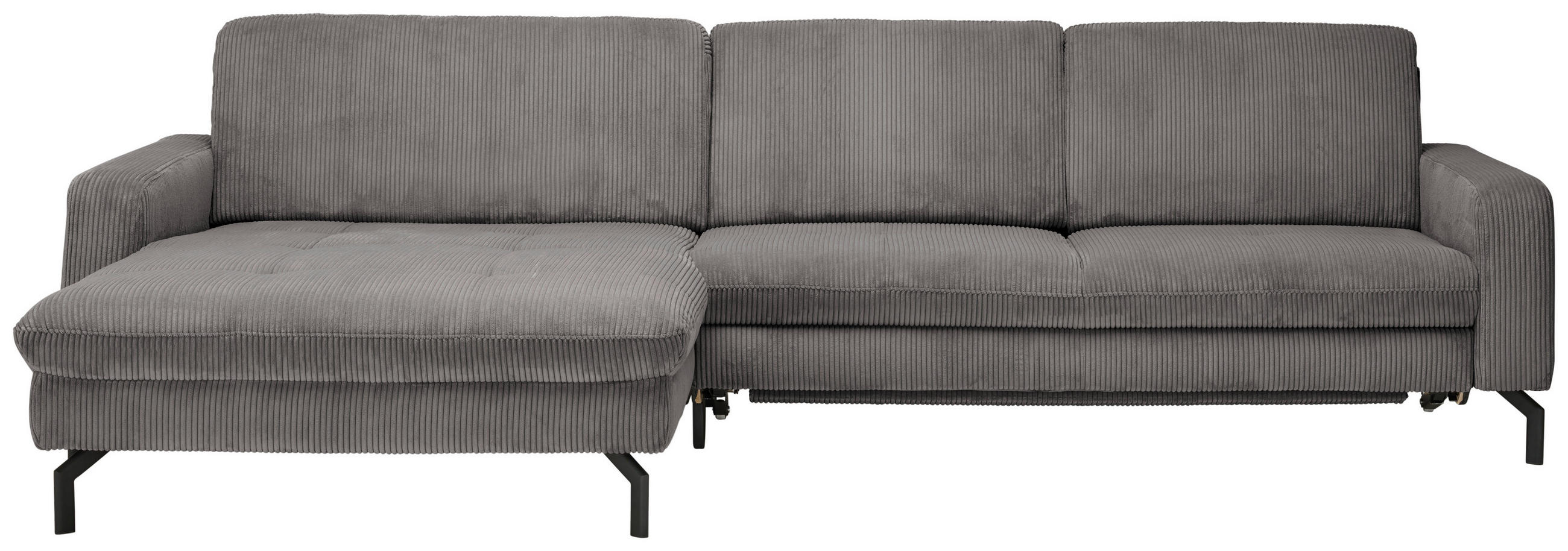 ECKSOFA Anthrazit Cord  - Anthrazit/Schwarz, Design, Textil/Metall (178/302cm) - Carryhome