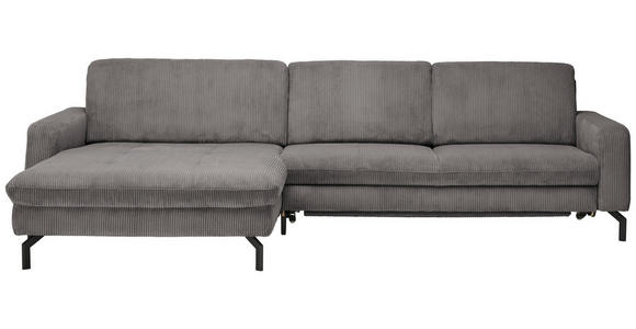 ECKSOFA Anthrazit Cord  - Anthrazit/Schwarz, Design, Textil/Metall (178/302cm) - Carryhome