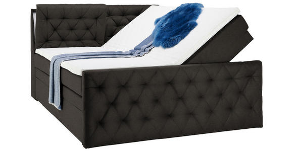 BOXSPRINGBETT 160/200 cm  in Dunkelbraun  - Dunkelbraun/Schwarz, KONVENTIONELL, Kunststoff/Textil (160/200cm) - Carryhome