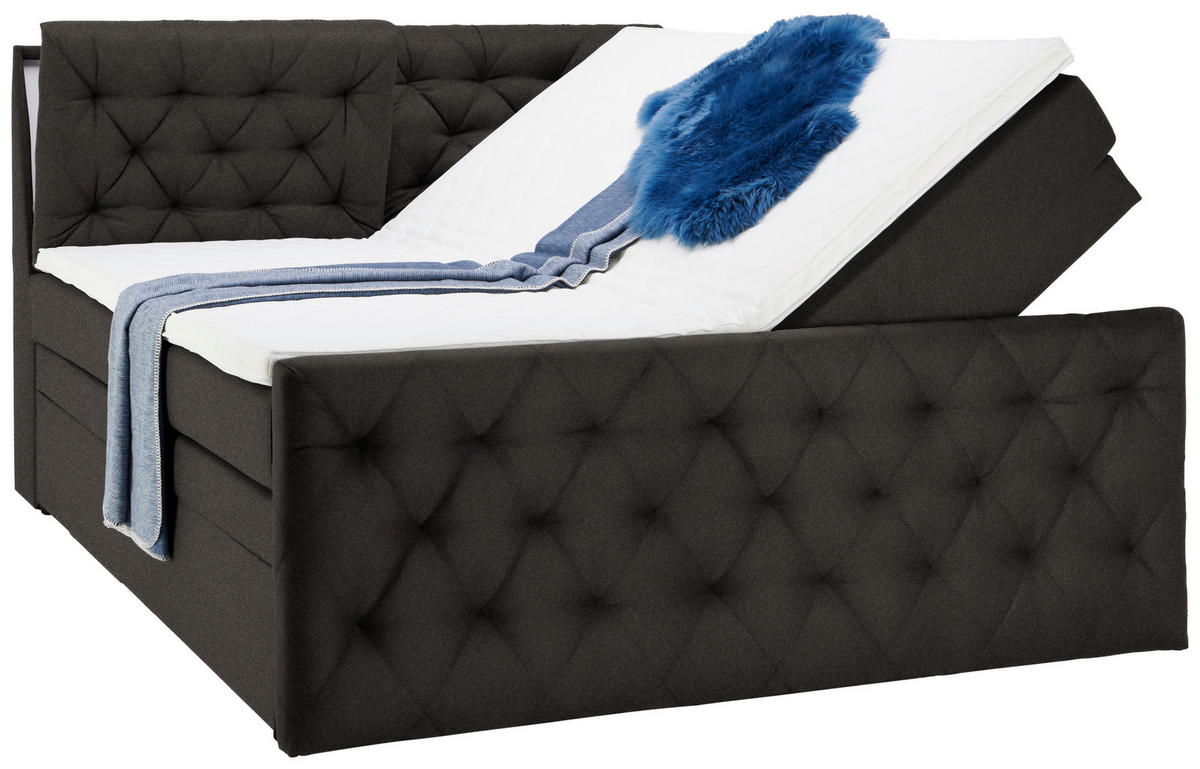 BOXSPRINGBETT 180/200 cm  in Dunkelbraun  - Dunkelbraun/Schwarz, Konventionell, Kunststoff/Textil (180/200cm) - Carryhome