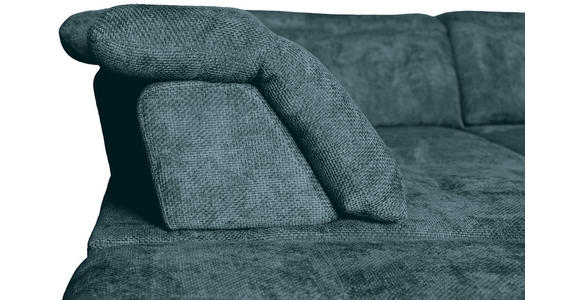 WOHNLANDSCHAFT Blau Struktur - Blau/Schwarz, KONVENTIONELL, Textil/Metall (253/357/188cm) - Carryhome