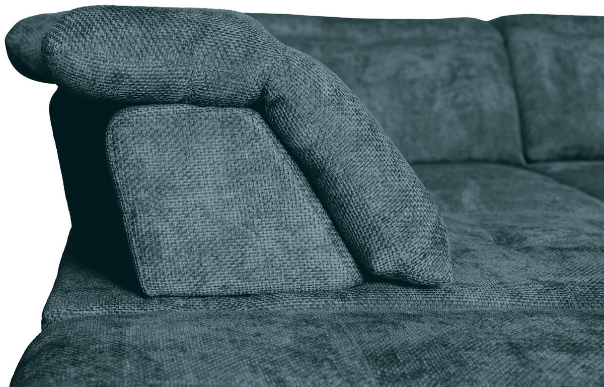 WOHNLANDSCHAFT Blau Struktur  - Blau/Schwarz, KONVENTIONELL, Textil/Metall (253/357/188cm) - Carryhome