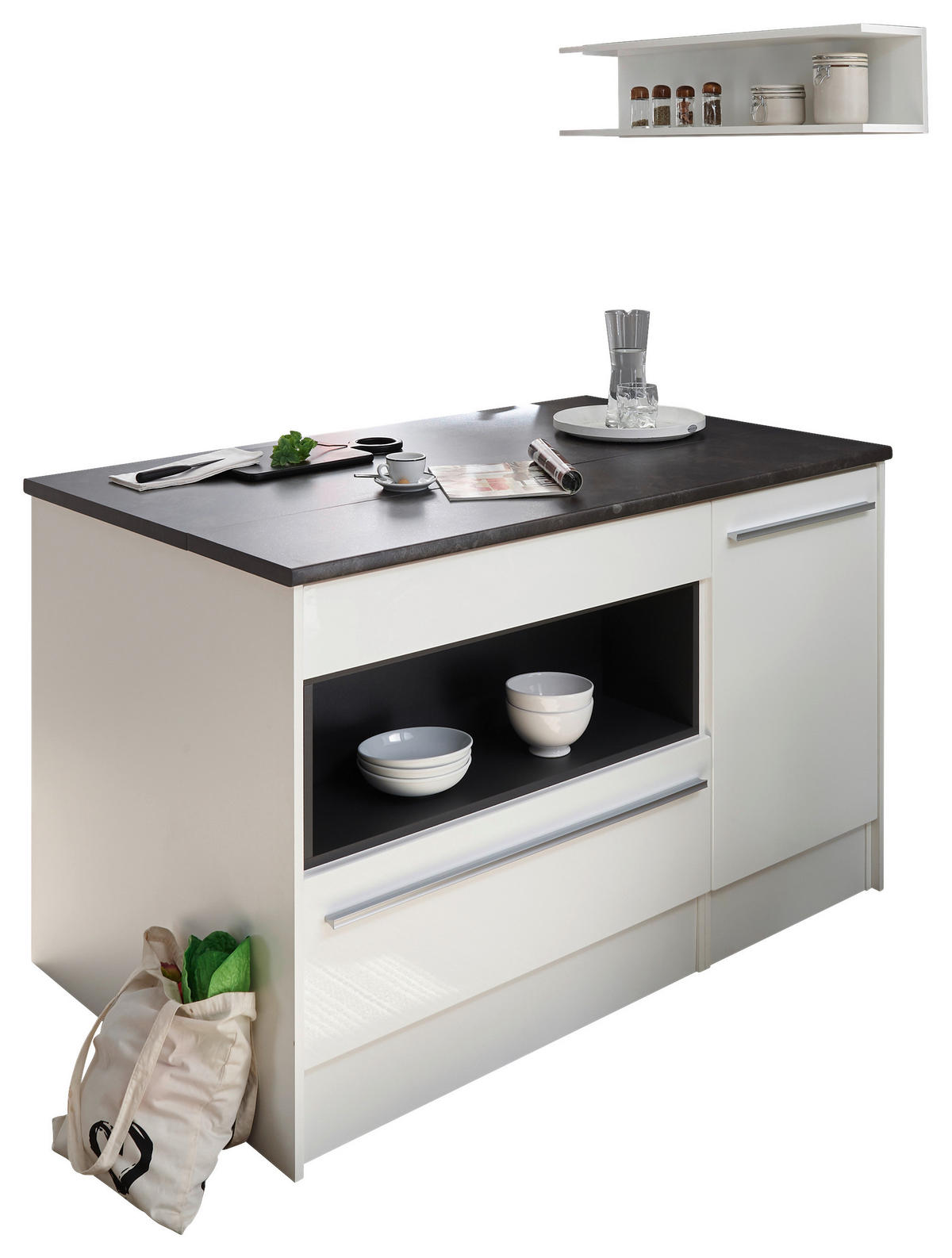 KUHINJSKI OTOK - srebrne barve/bela, Konvencionalno, umetna masa/leseni material (145/90/90cm) - MID.YOU