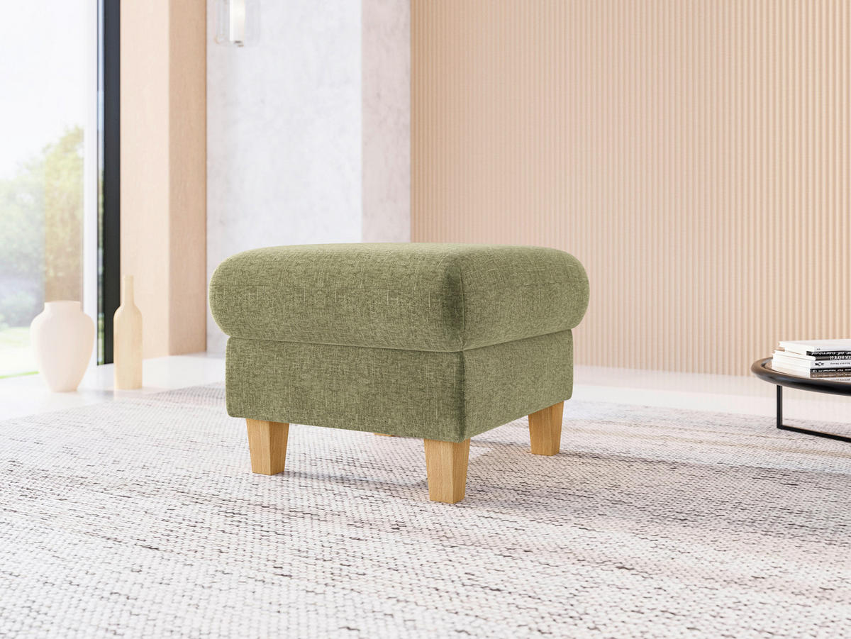 HOCKER GLENDALE E Flachgewebe Hellgrün  - Eichefarben/Hellgrün, KONVENTIONELL, Holz/Textil (58/48/58cm) - Sit & More