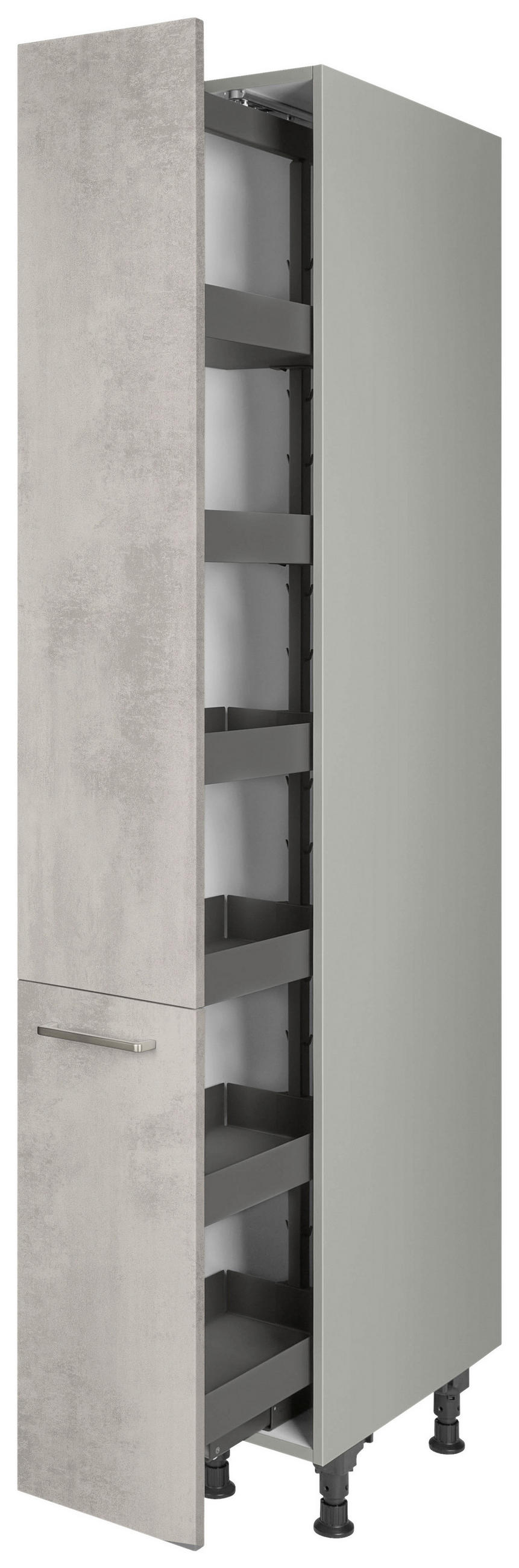APOTHEKERSCHRANK 30/216,6/58 cm  in Hellgrau  - Edelstahlfarben/Hellgrau, MODERN, Holzwerkstoff/Metall (30/216,6/58cm) - Nobilia