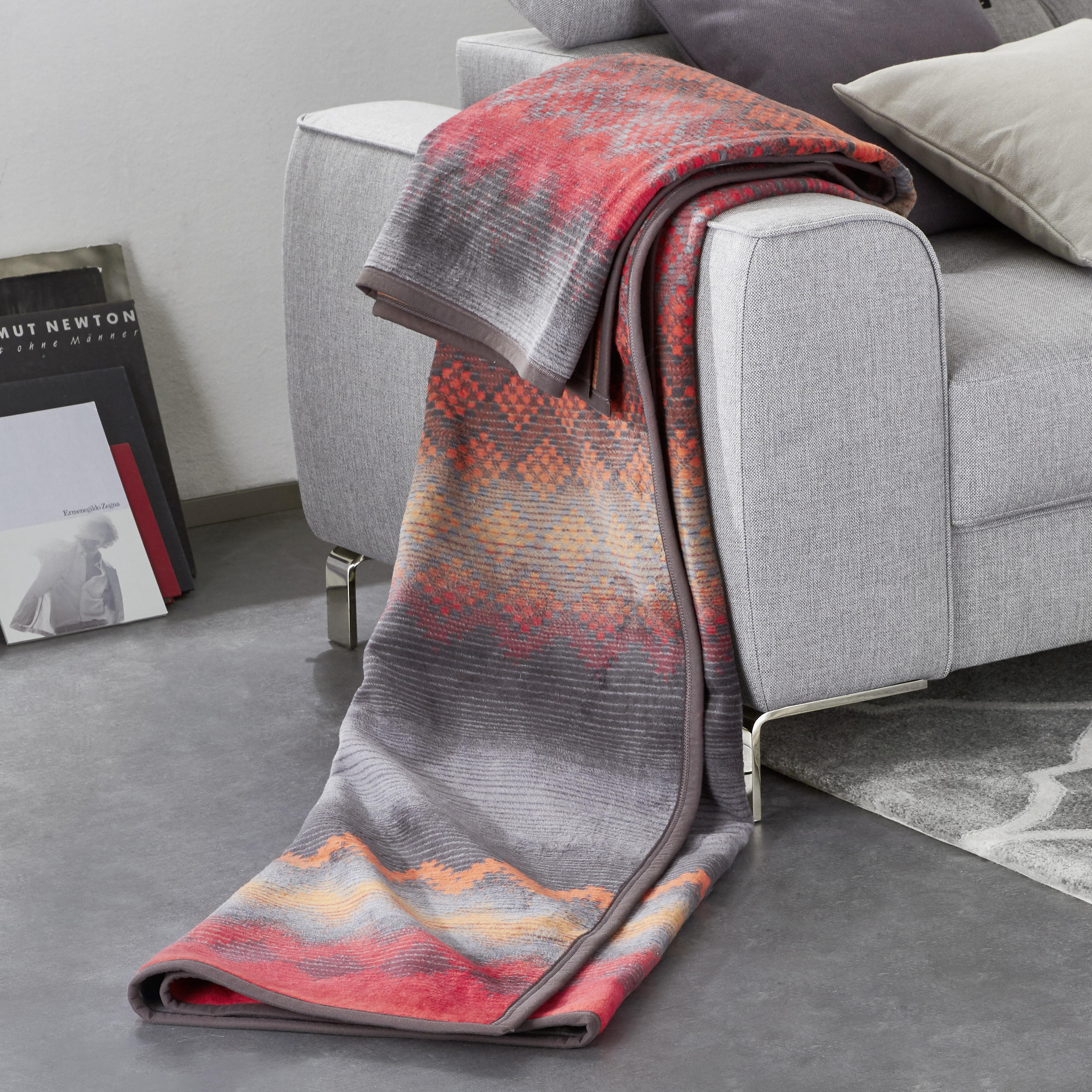 WOHNDECKE Malmö 150/200 cm  - Rot/Grau, LIFESTYLE, Textil (150/200cm) - Novel