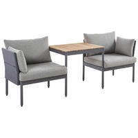 BALKONSET  - Grau/Teakfarben, Design, Holz/Textil (217/75/66cm) - Ambia Garden