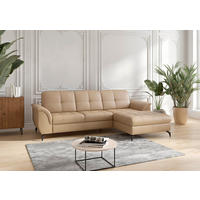 ECKSOFA in Echtleder Cappuccino  262/164 cm  - Schwarz/Cappuccino, MODERN, Leder/Metall (262/164cm) - Sit & More