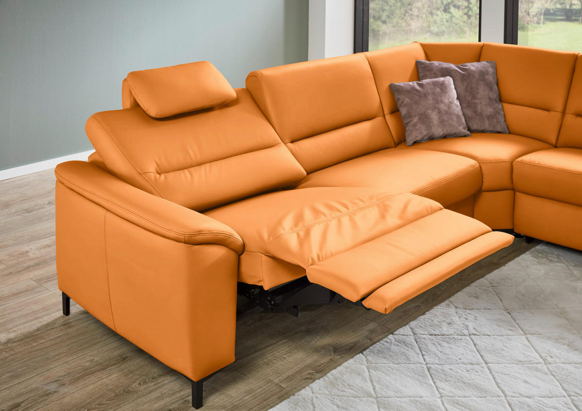 ECKSOFA  in Echtleder Currygelb  290/249 cm  - Currygelb/Schwarz, KONVENTIONELL, Leder/Metall (290/249cm) - Beldomo Premium