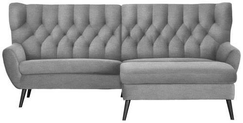 ECKSOFA Grau Flachgewebe  - Schwarz/Grau, Design, Holz/Textil (237/165cm) - Stylife
