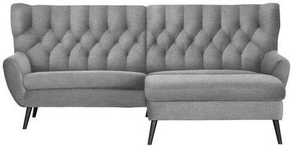 ECKSOFA Grau Flachgewebe  - Schwarz/Grau, Design, Holz/Textil (237/165cm) - Stylife