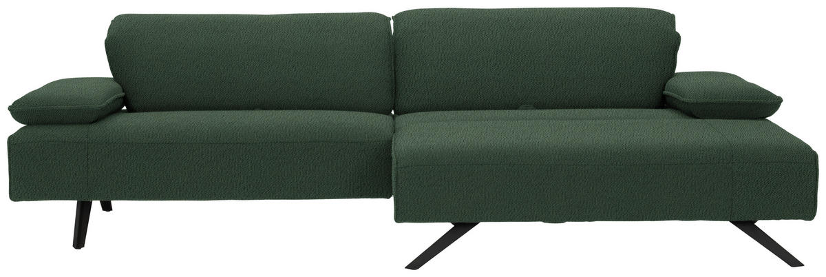 ECKSOFA in Flachgewebe Grün  - Anthrazit/Grün, Design, Textil/Metall (280/165cm) - Johann Jakob
