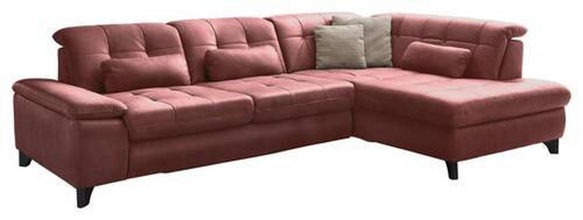 ECKSOFA in Echtleder Dunkelrot  - Schwarz/Dunkelrot, Design, Leder/Metall (309/211cm) - Beldomo Speed