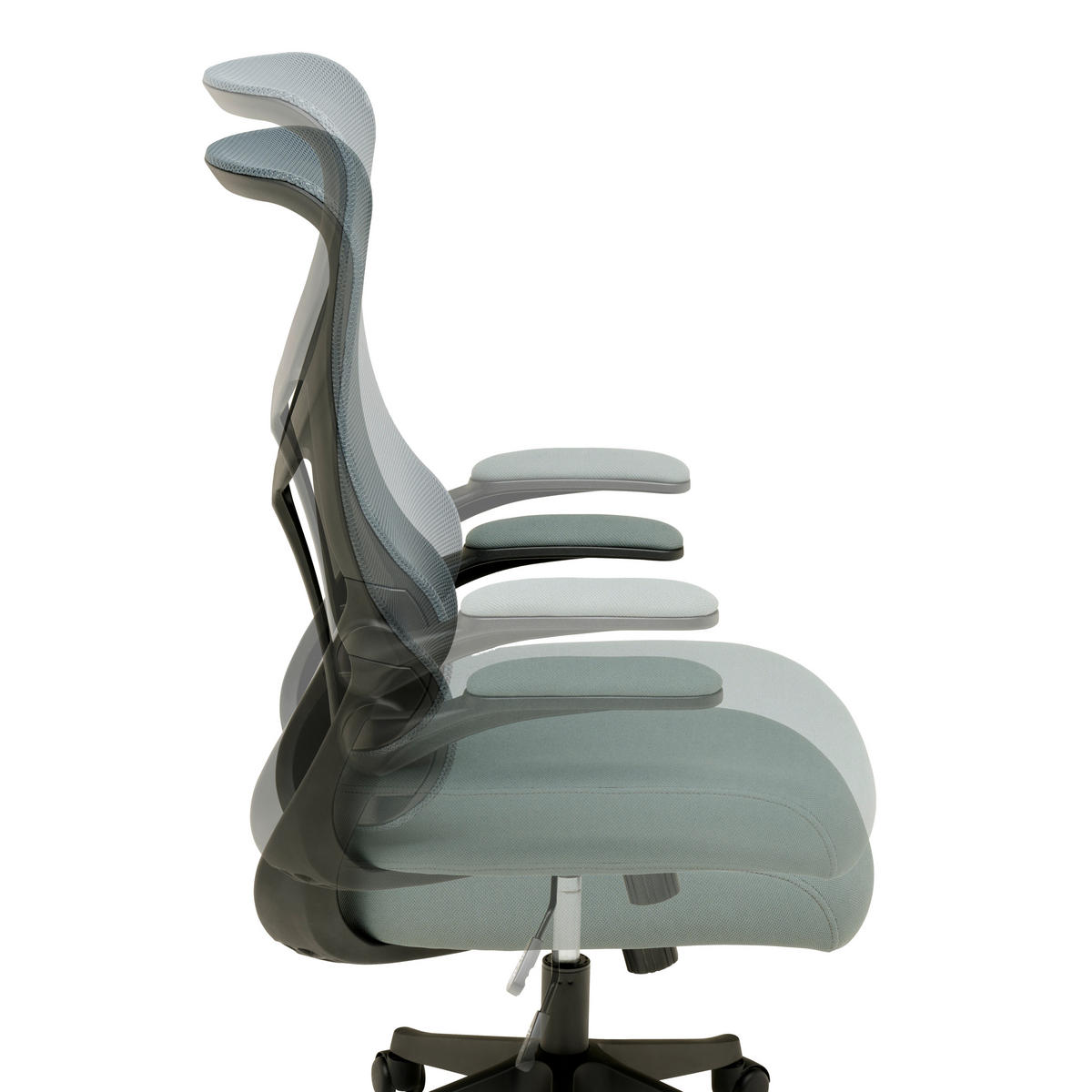 OTOČNÁ ŽIDLE, síťovina, šedá - šedá/černá, Moderní, kov/dřevo (65/108/116/66cm) - MID.YOU