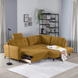 ECKSOFA in Flachgewebe, Leinenoptik Currygelb  - Currygelb/Schwarz, Design, Textil/Metall (247/208cm) - Xora