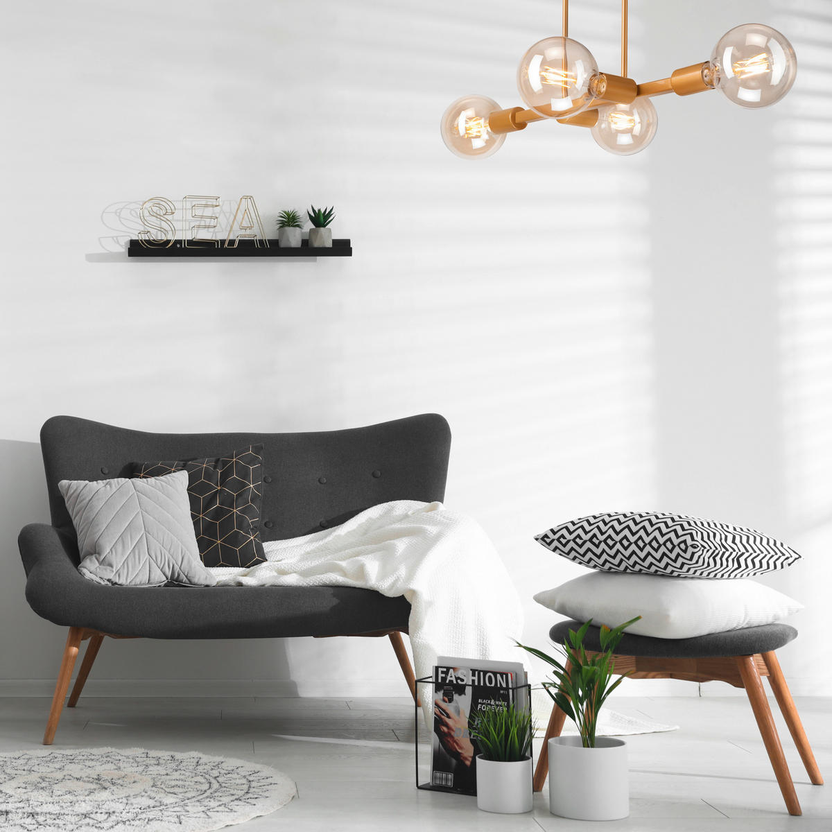 DECKENLEUCHTE ASTRID 53/32 cm   - Goldfarben, Basics, Glas/Metall (53/32cm)