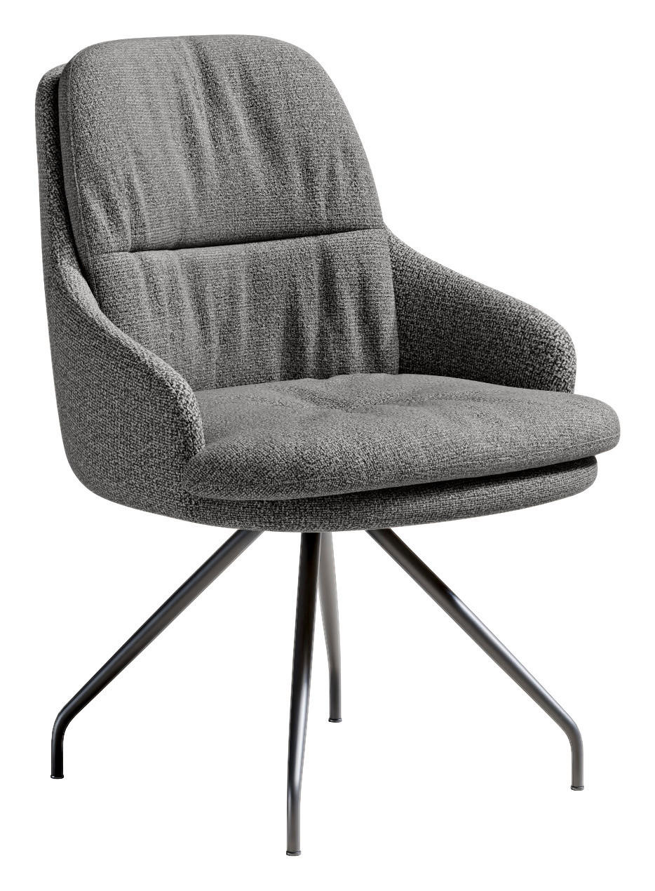 ARMLEHNSTUHL  Beinauswahl, Sitzfläche 360° drehbar, Stoff-/Lederauswahl Flachgewebe  Anthrazit  - Anthrazit/Schwarz, Design, Textil/Metall (60/86/66cm) - Dieter Knoll