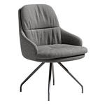ARMLEHNSTUHL  Beinauswahl, Sitzfläche 360° drehbar, Stoff-/Lederauswahl Flachgewebe  Anthrazit  - Anthrazit/Schwarz, Design, Textil/Metall (60/86/66cm) - Dieter Knoll