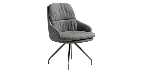 ARMLEHNSTUHL  Beinauswahl, Sitzfläche 360° drehbar, Stoff-/Lederauswahl Flachgewebe  Anthrazit  - Anthrazit/Schwarz, Design, Textil/Metall (60/86/66cm) - Dieter Knoll