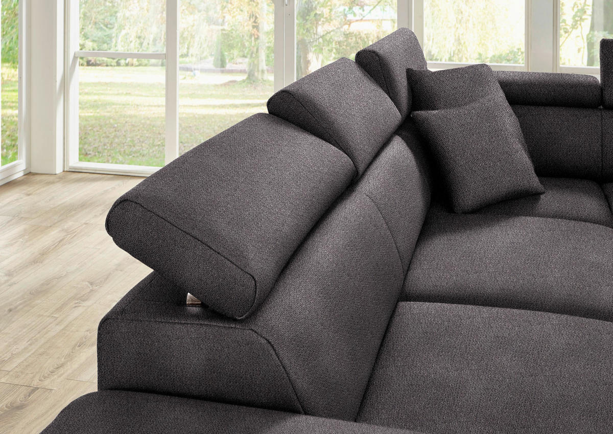 ECKSOFA in Mikrofaser Anthrazit  - Eichefarben/Anthrazit, Natur, Holz/Textil (226/273cm) - Beldomo System