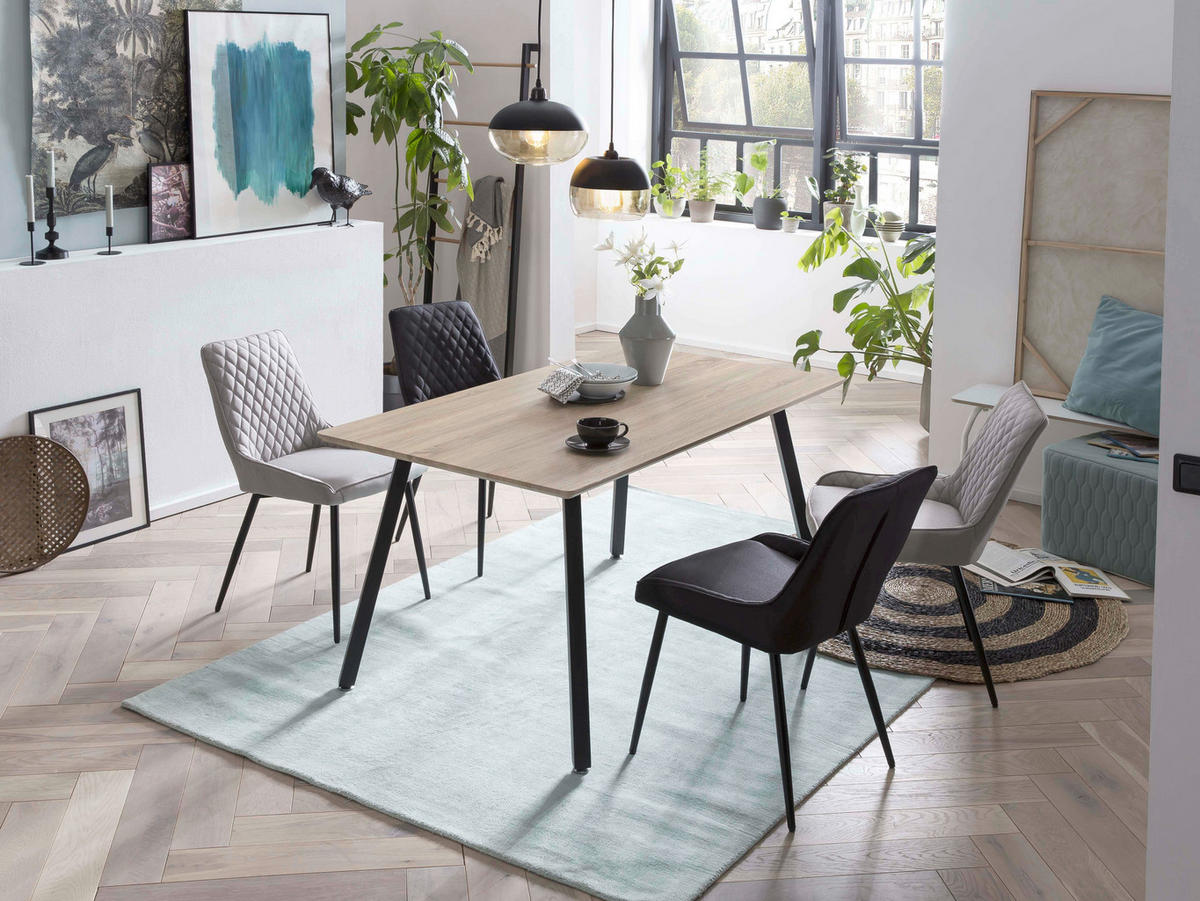 STUHL-SET 2 Stück  in  - Hellgrau/Schwarz, Design, Textil/Metall (52/86/56cm) - Livetastic