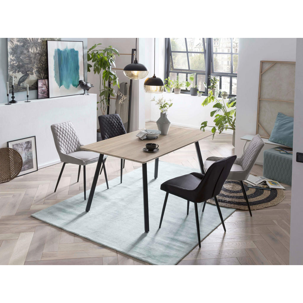Thumbnail - Livetastic Stuhl-Set, Hellgrau, Textil, Raute, konisch, 52x86x56 cm, Stühle