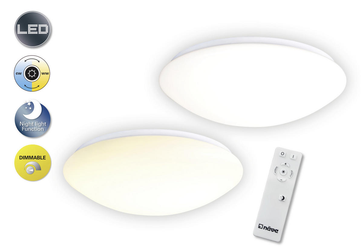 LED-DECKENLEUCHTE 35/11 cm   - Weiß, Basics, Kunststoff/Metall (35/11cm) - Näve