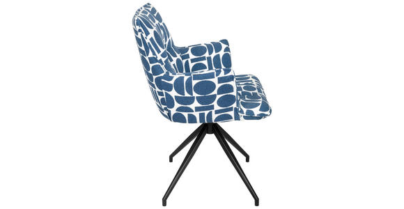 ARMLEHNSTUHL in Eisen Jacquard - Blau/Schwarz, Design, Textil/Metall (59/89,5/63cm) - Novel