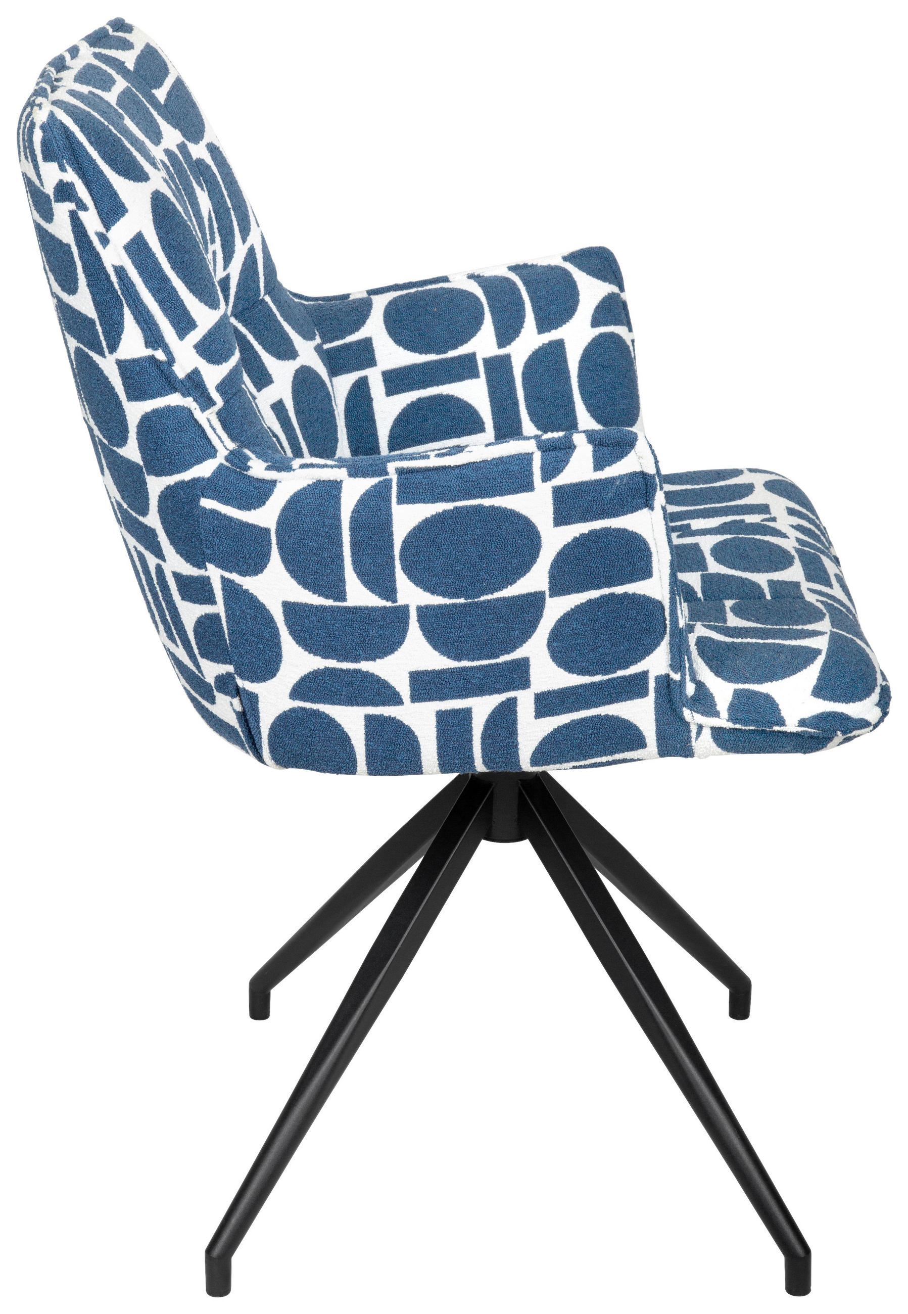 ARMLEHNSTUHL in Eisen Jacquard - Blau/Schwarz, Design, Textil/Metall (59/89,5/63cm) - Novel
