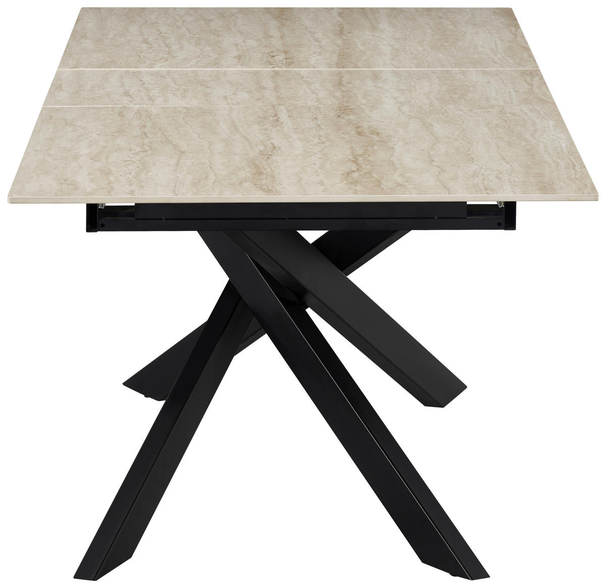 ESSTISCH 200/90/76 cm  Metall, Stein ausziehbar rechteckig Schwarz, Beige  - Beige/Schwarz, MODERN, Stein/Metall (200/90/76cm) - MID.YOU