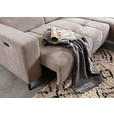 ECKSOFA Taupe Cord Rücken echt, Kopfteilverstellung, Sitzvorzug  - Taupe/Schwarz, KONVENTIONELL, Textil/Metall (257/170cm) - Carryhome