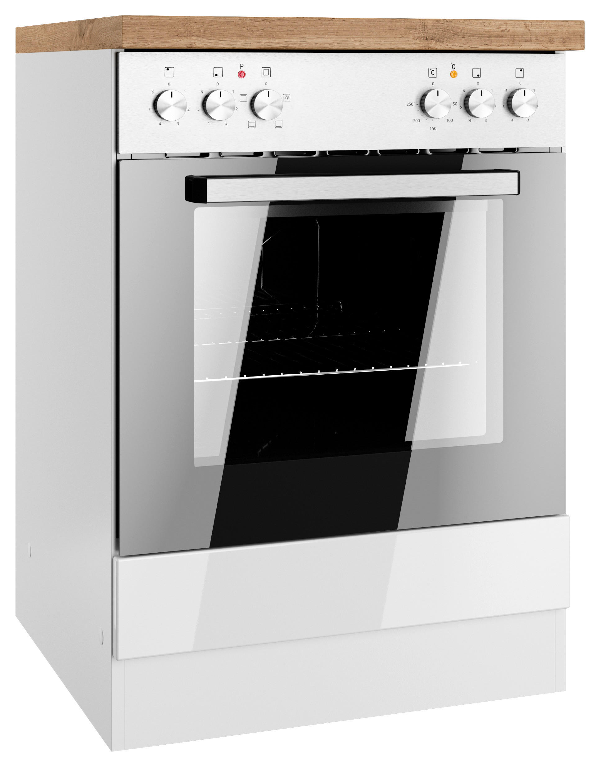 INBYGGNADSSKÅP FÖR SPIS 60/86/60 cm  i vit, ek Wotan, vit högglans  - vit/ek Wotan, Lifestyle, trämaterial (60/86/60cm) - Held