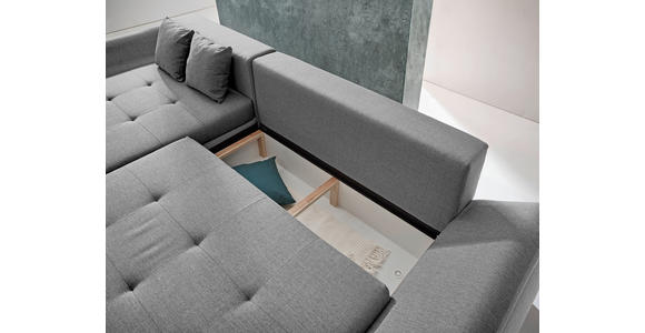 ECKSOFA  in Webstoff Hellgrau  - Chromfarben/Hellgrau, Design, Kunststoff/Textil (302/187cm) - Carryhome