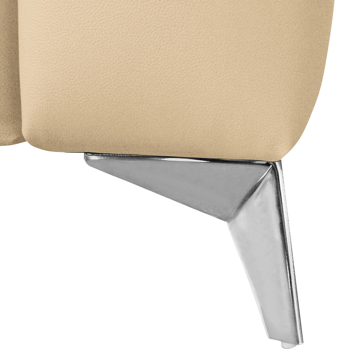 ECKSOFA MONDO Beige Echtleder Lederlook  - Chromfarben/Beige, Design, Leder/Textil (208/286cm) - Livetastic