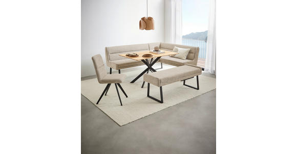 ECKBANK 217/159 cm Webstoff Beige, Schwarz - Beige/Schwarz, Design, Textil/Metall (217/159cm) - Novel