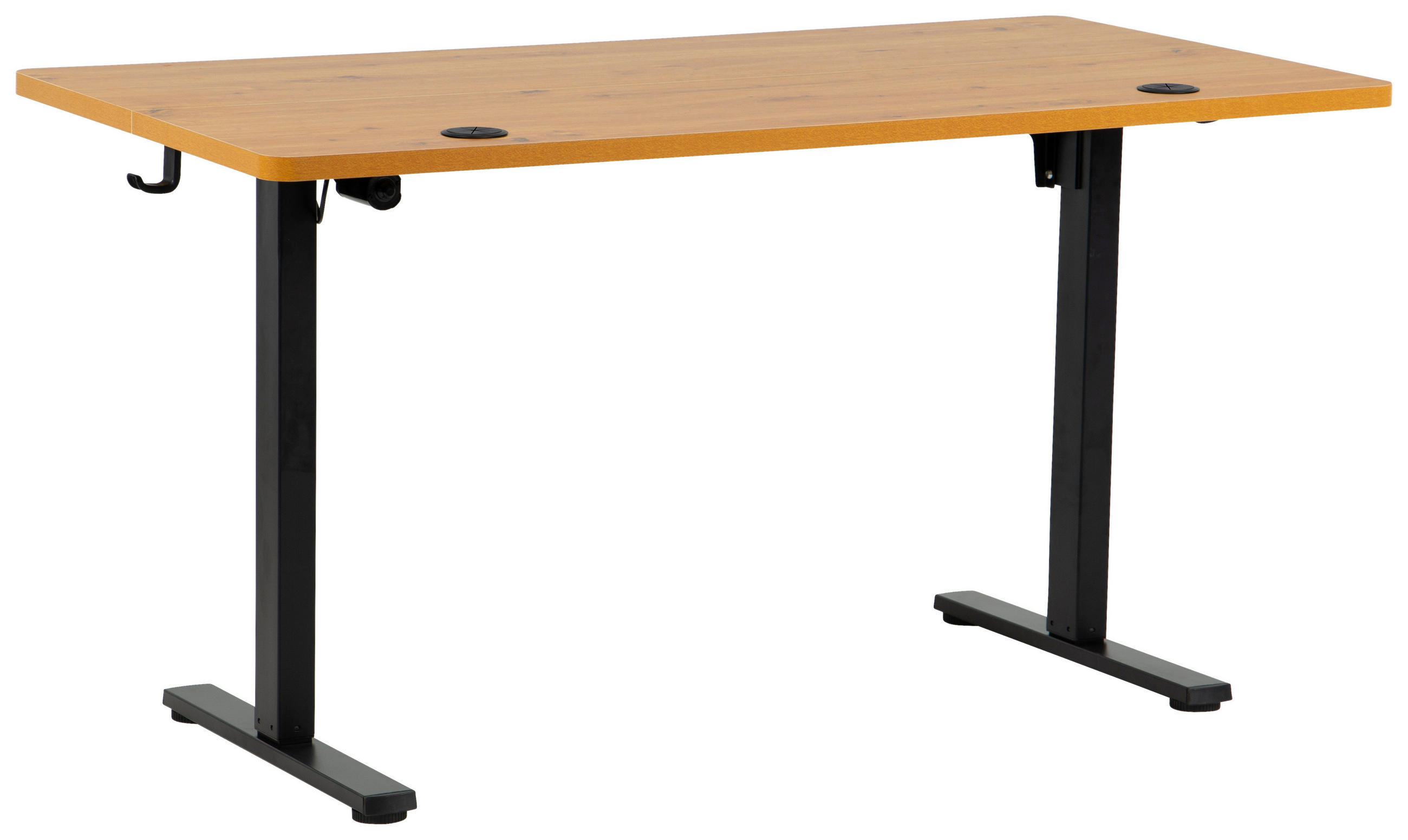 SCHREIBTISCH 140/70/72/118 cm Schwarz, Eiche Artisan elektrisch höhenverstellbar  - Schwarz/Eiche Artisan, MODERN, Holzwerkstoff/Metall (140/70/72/118cm) - Livetastic
