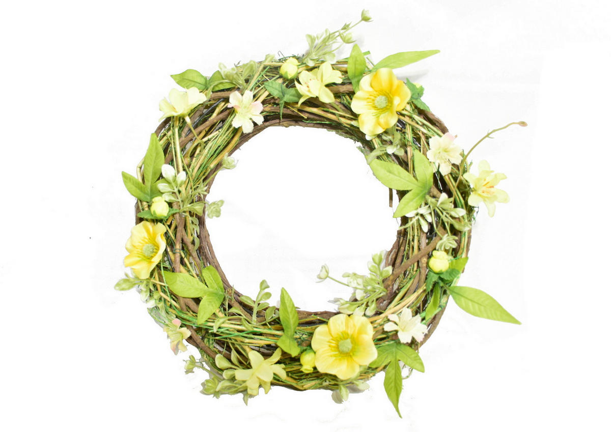 FRÜHLINGSKRANZ  - Gelb/Hellgrün, LIFESTYLE, Holz/Textil (30cm)