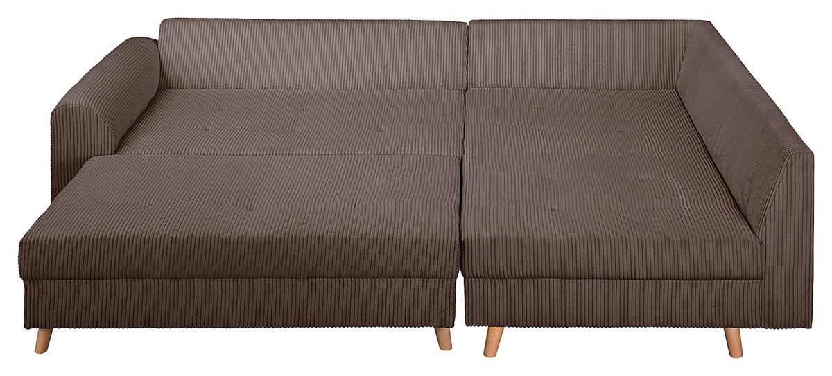 ECKSOFA inkl. Hocker Ariella Braun Cord  - Naturfarben/Braun, Design, Holz/Textil (231/161cm) - Livetastic