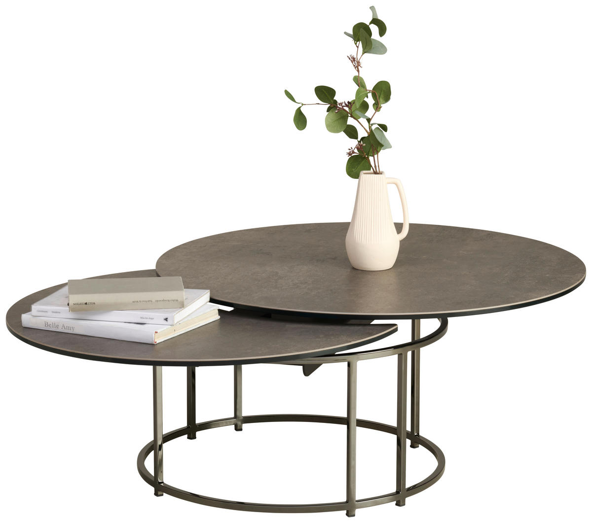COUCHTISCH in Metall, Keramik 85-124/85/40 cm  - Schwarz/Grau, Design, Keramik/Metall (85-124/85/40cm) - Naos