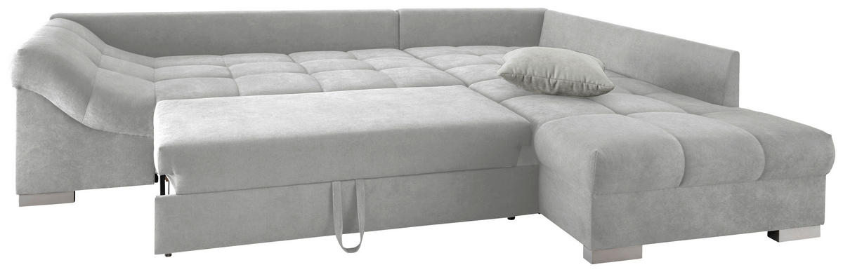 ECKSCHLAFSOFA in Silberfarben Textil   - Silberfarben, Design, Holz/Textil (298/202cm) - MID.YOU