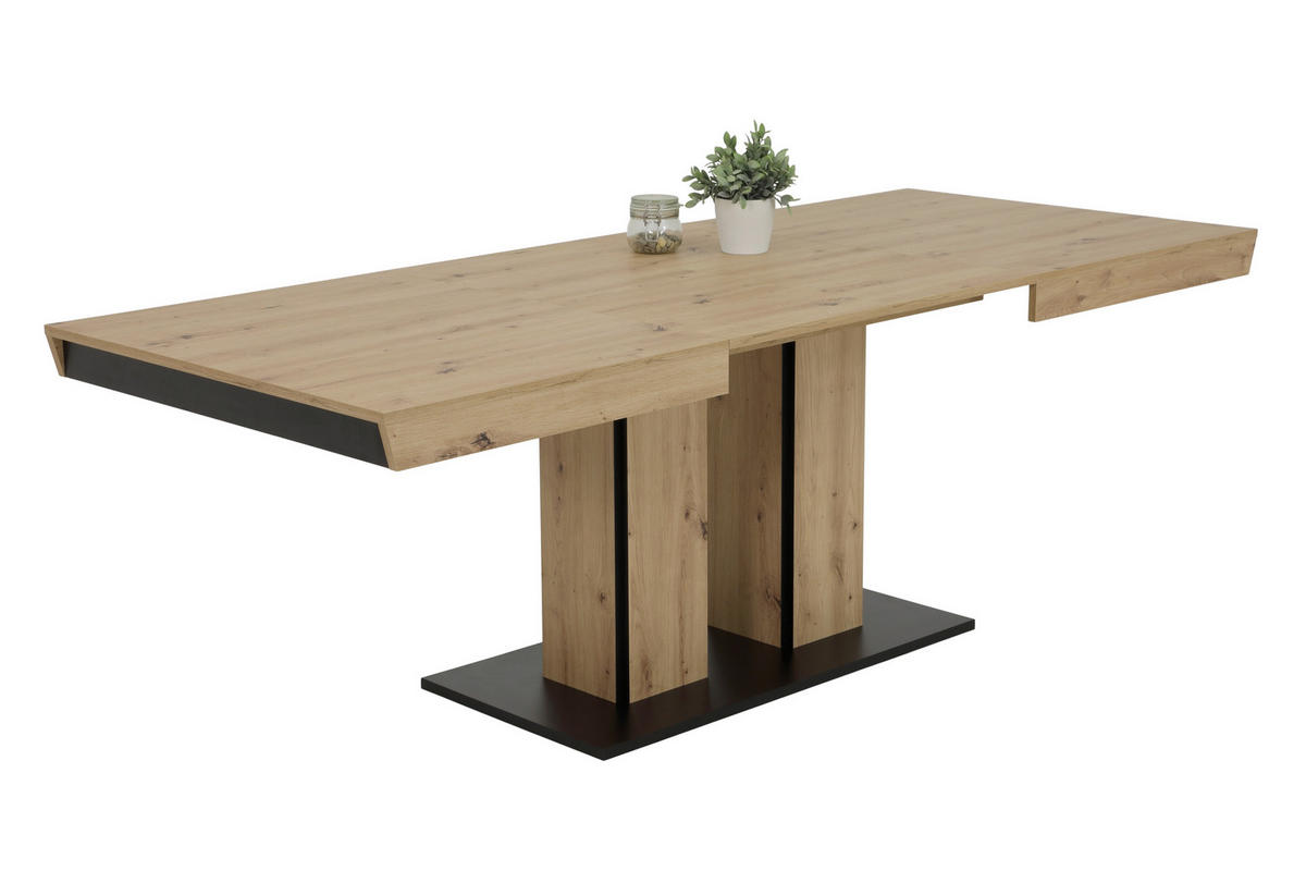 TISCHGRUPPE Anthrazit, Eiche Artisan  - Anthrazit/Eiche Artisan, MODERN, Textil/Metall (140 - 220/76/90cm) - MID.YOU