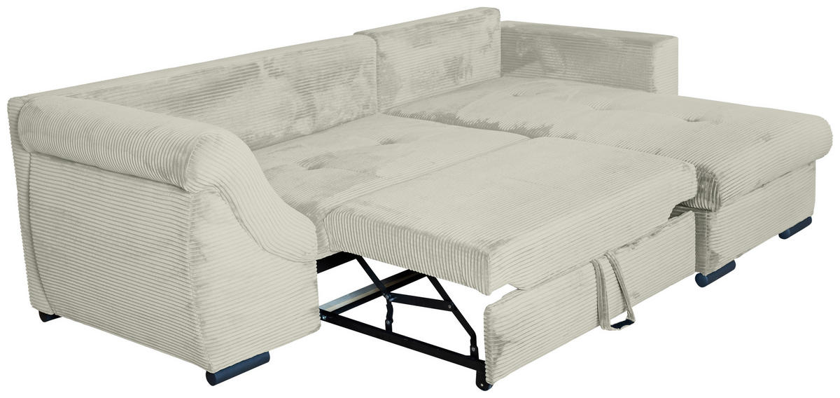 ECKSOFA in Cord Creme  - Creme/Schwarz, KONVENTIONELL, Textil/Metall (258/168cm) - Carryhome