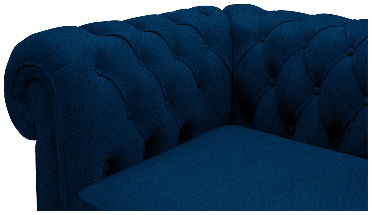 CHESTERFIELD-SOFA in Webstoff Blau  - Wengefarben/Blau, Lifestyle, Holz/Textil (206/76,5/96cm) - Landscape