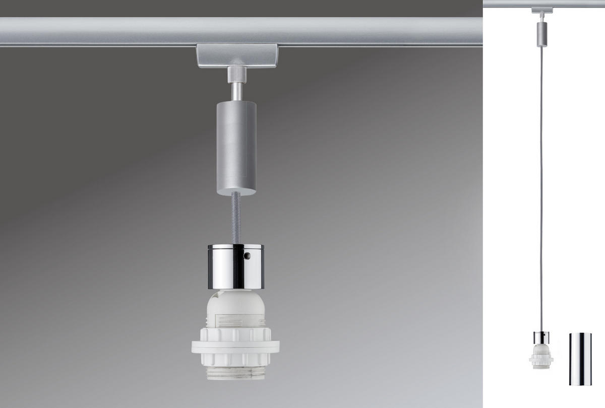 SCHIENENSYSTEM-HÄNGELEUCHTE URail 150 cm   - Chromfarben, Design, Metall (150cm) - Paulmann