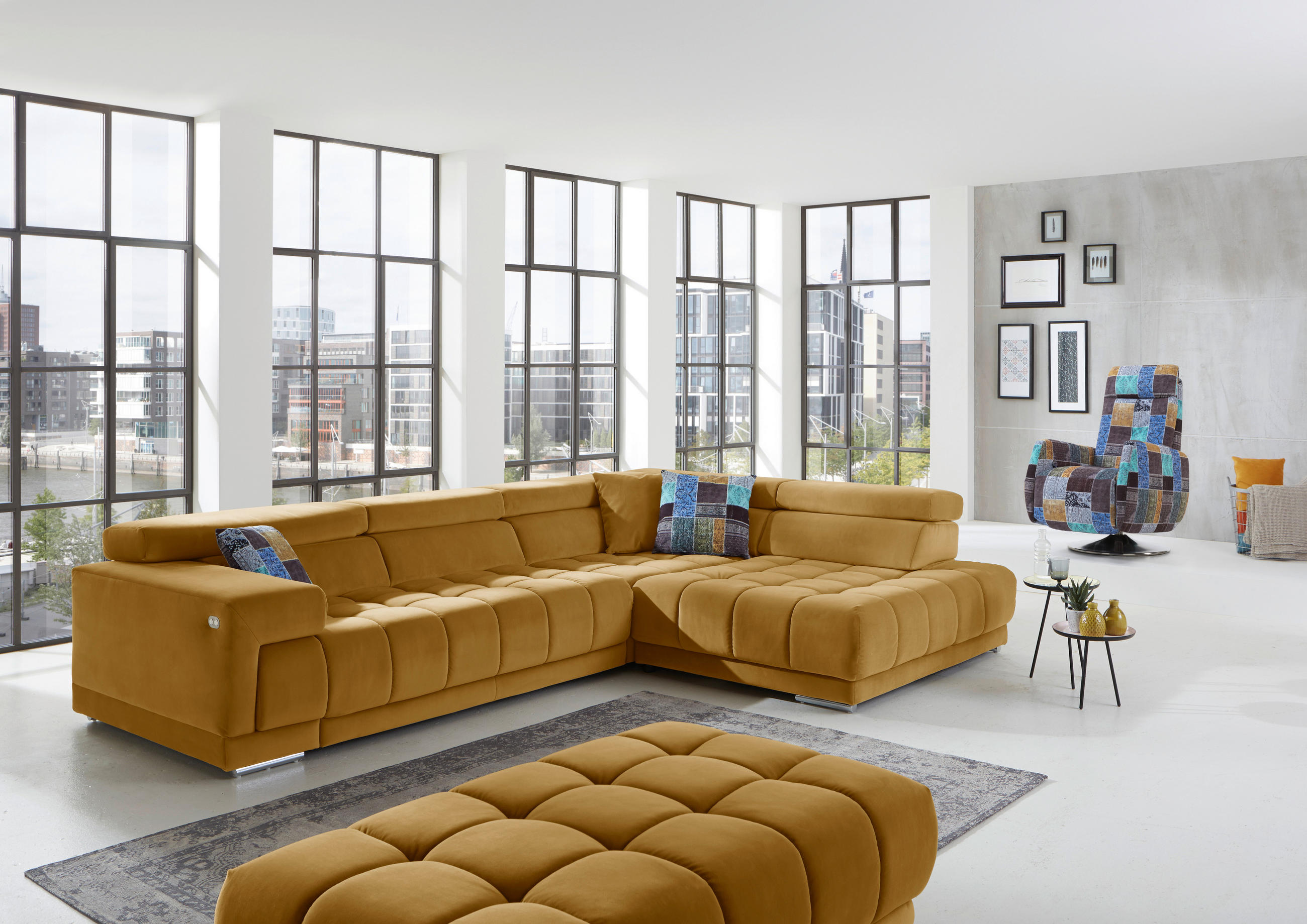 Thumbnail - Beldomo Speed Ecksofa, Natur, Beige, Textil, 4-5-Sitzer, Ottomane rechts, L-Form, 326x222 cm, Goldenes M, Typenauswahl, ...