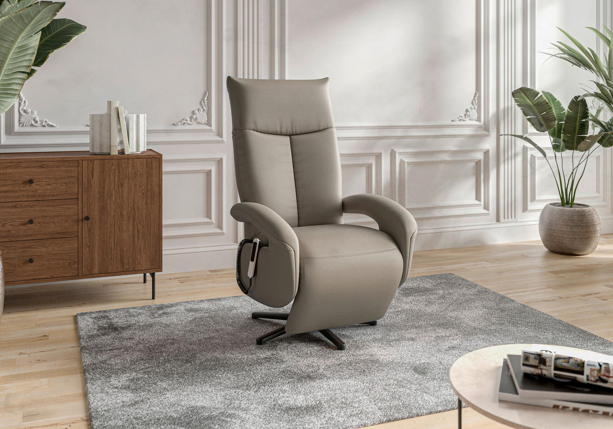 SESSEL Echtleder Grau  - Schwarz/Grau, Konventionell, Leder/Metall (74/112/82cm) - Sit & More