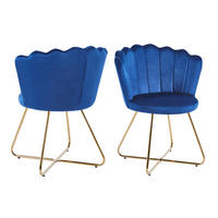 STUHL-SET 2 Stück  in Samt Textil  - Goldfarben/Dunkelblau, MODERN, Textil/Metall (69,5/85/66cm) - Livetastic